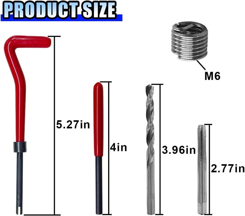 BDZMC 30PCS M6 x 1.0mm Thread Repair Insert Kit, Metric Helicoil Kit Compatible Hand Tool Set, M6 Thread Repair Kit Stainless Steel Helicoil Inserts Set for Auto Repairing - Image 2